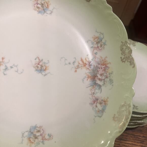 Antique Imperial Austria China Porcelain LUNCHEON SET 6 Plates + LG SERVING PL - Picture 9 of 13
